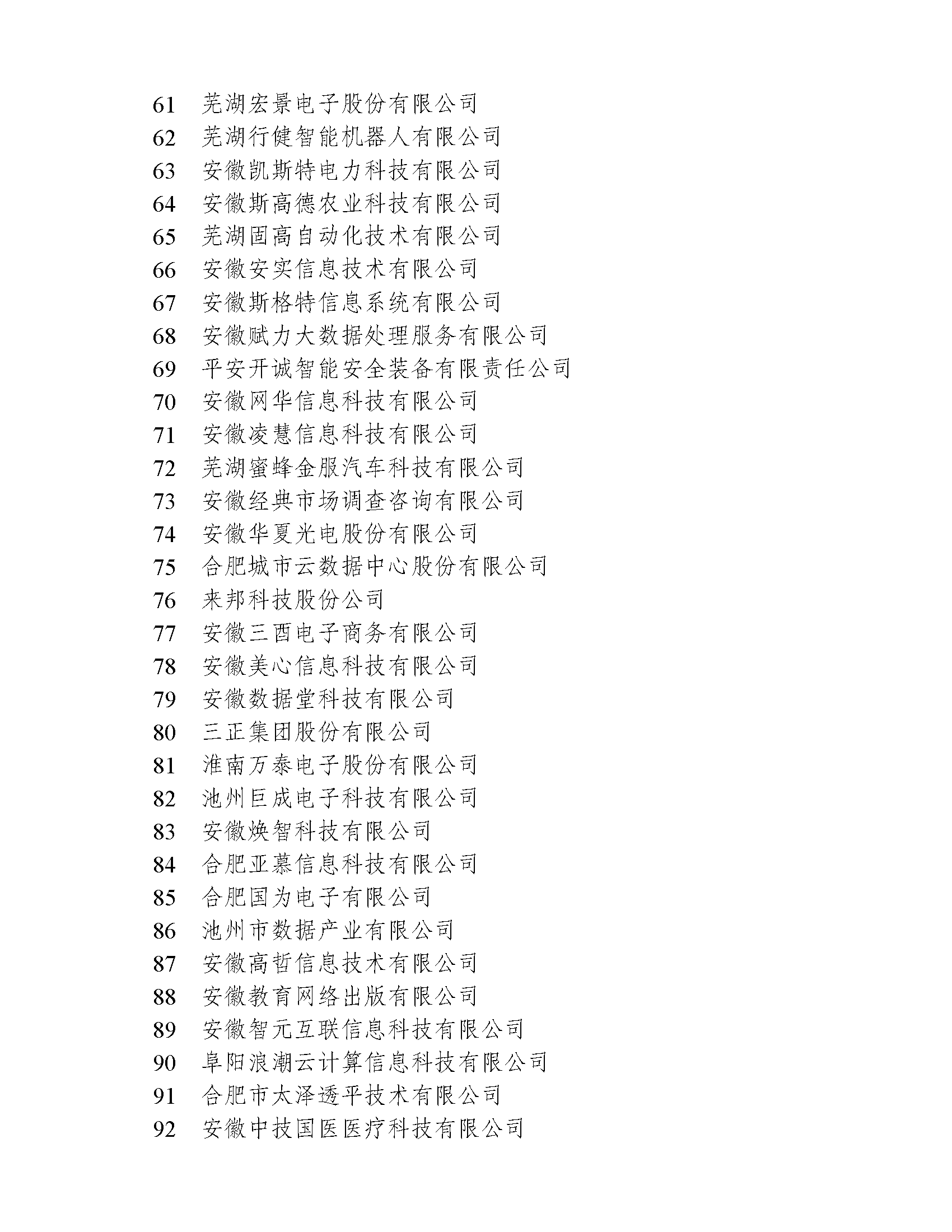 关于2022年度安徽省大数据企业名单的公示(图3)